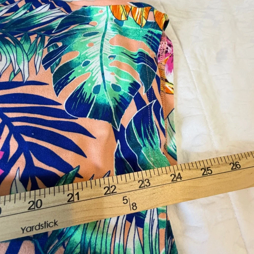 Cake Tropical Blouse Womens M Palm Leaf Floral V Neck Colorful Top - Picture 5 of 5